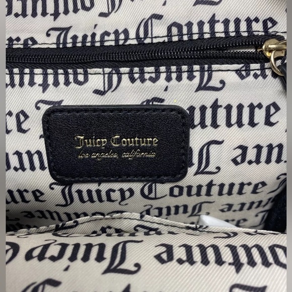 Juicy Couture Status Black Beige Juicy Fruit Sling Backpack Cherry Zipper - Picture 2 of 6